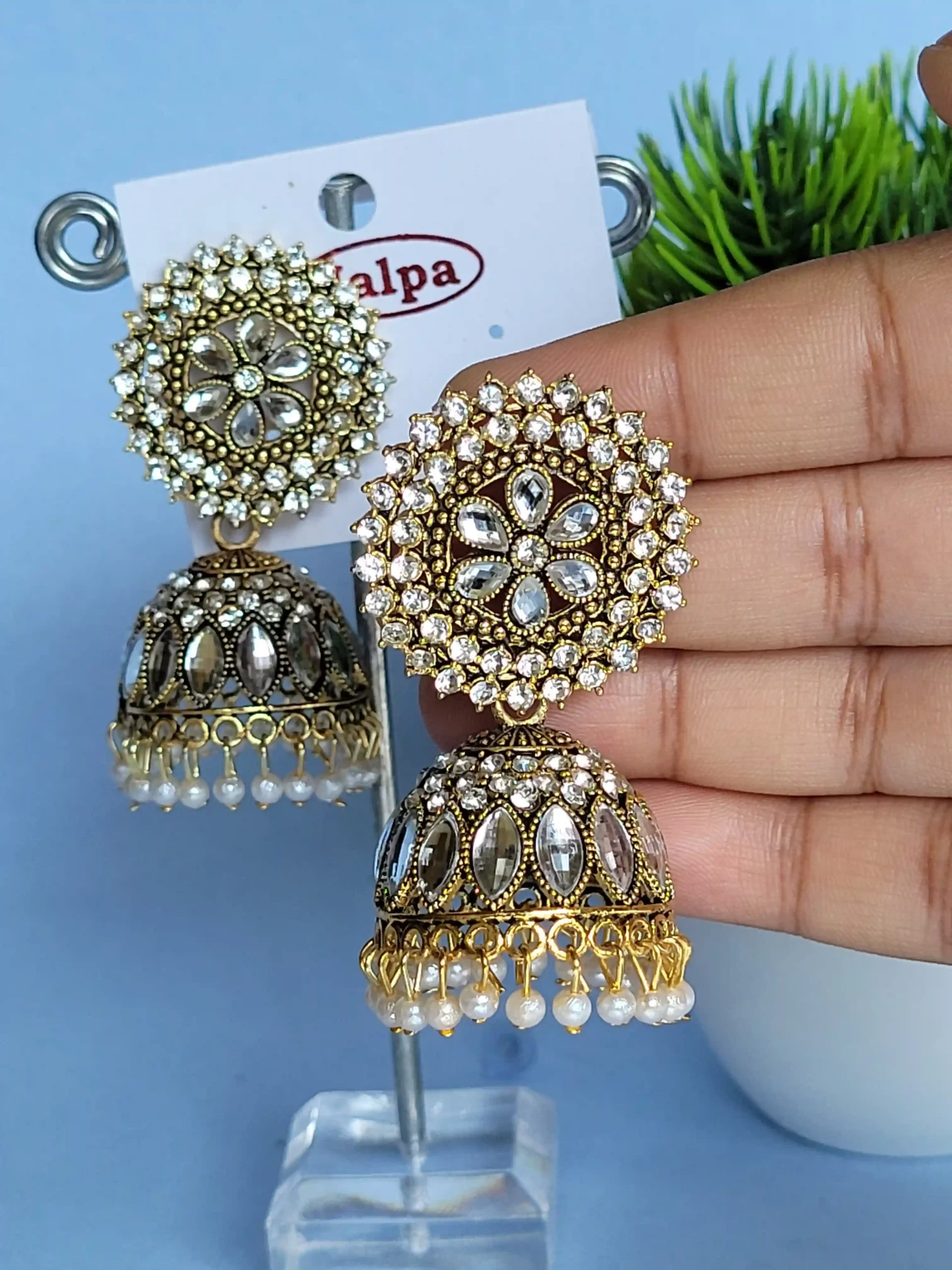 VOE1011-p1 Vanki Oxidised Jhumka Earrings