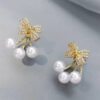 VWE1029-p3 Cute Pearl Trendy Bow Stud Earrings