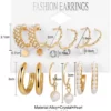 VWE1034-p2 Combo 9 Pair Earrings Stunning White Gold Plated Pearl Hoop Earrings