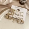 VWE1034-p5 Combo 9 Pair Earrings Stunning White Gold Plated Pearl Hoop Earrings