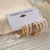 VWE1035-p2 Combo 5 pairs Earrings of stunning Gold Plated Pearl Hoop Earrings