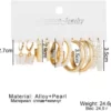 VWE1035-p3 Combo 5 pairs Earrings of stunning Gold Plated Pearl Hoop Earrings