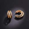 VWE1036-p3 Hoop Earrings Metal Alloy with 3 Rows Tube Design Versatile Statement Earring