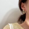 VWE1041-p3 Modern Twist Hoop Earrings