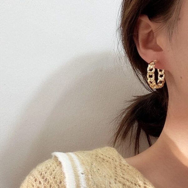 VWE1041-p3 Modern Twist Hoop Earrings