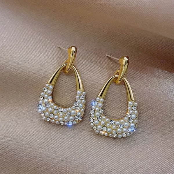 VWE1043-p4 New trendy geometric pearl earrings