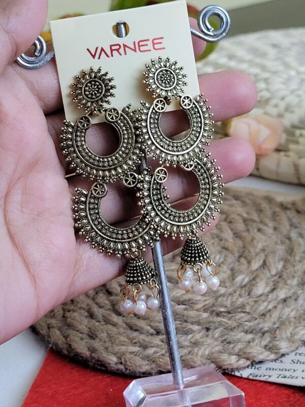 3 layered Oxidised Earrings