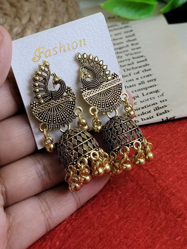 Classic Ethnic Red Flower Jhumka Earrings For Women Vintage Boho Indian  Jewelry Gold Color Bell Tassel