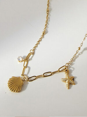Aqua Wave Charm Chain Pendant