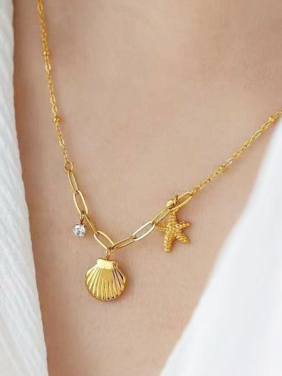 Aqua Wave Charm Chain Pendant